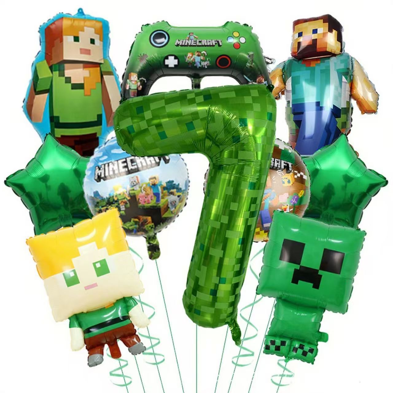 Party Games Minecraft - بالون من رقائق الألومنيوم بتصميم شخصيات
