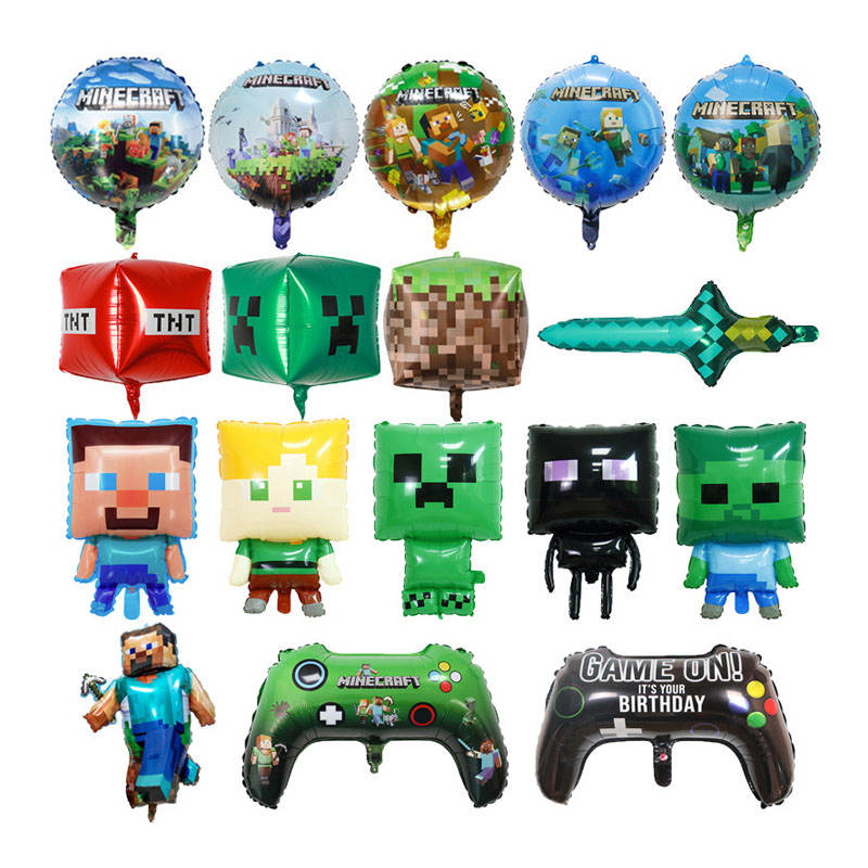 Party Games Minecraft - 17 قطعة من بالونات ماينكرافت بتصميم