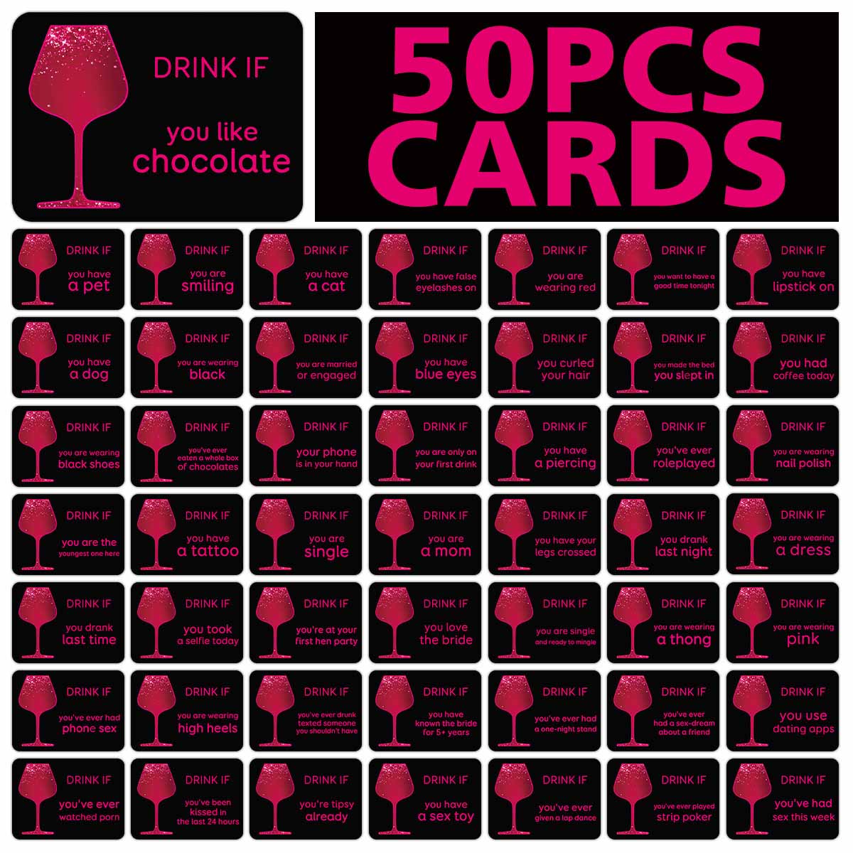 50 قطعة من بطاقات ألعاب الشرب  - مراجعة Party Games Bachelorette وسعره