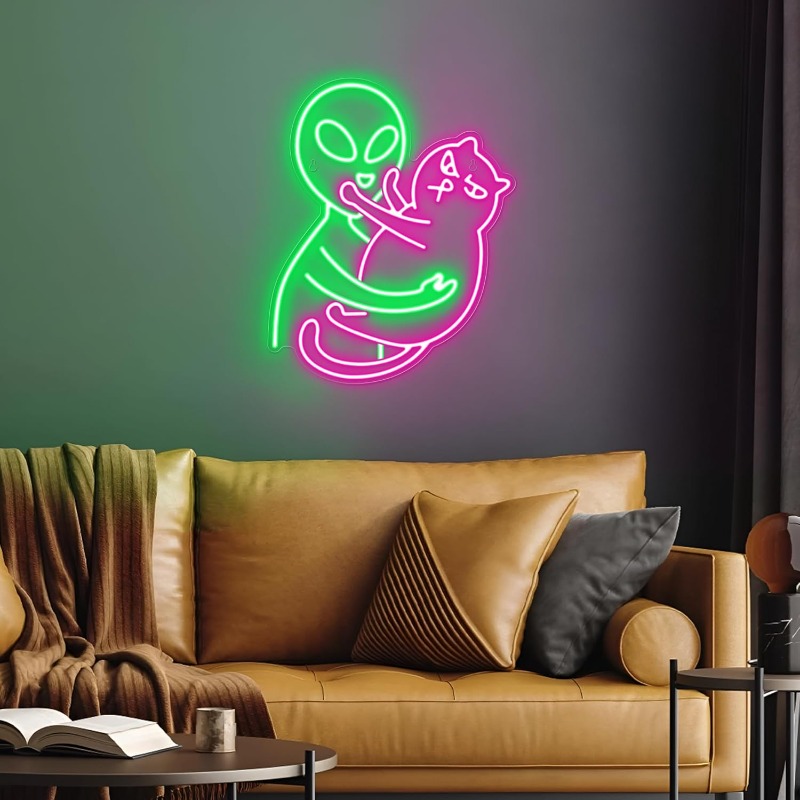 لافتة نيون على شكل قطة فضائية، - مراجعة Party Games Best وسعره